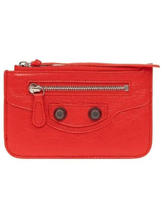Luxury Balenciaga Le Cagole Lambskin Card Wallet Red