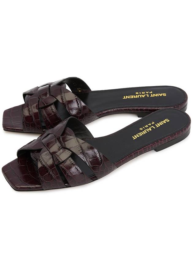 Luxury Saint Laurent Women's Tribute Slippers Burgundy