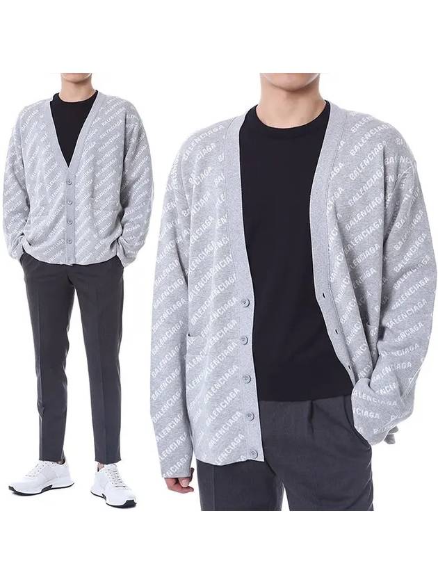 Luxury Balenciaga All-Over Logo Cardigan Grey
