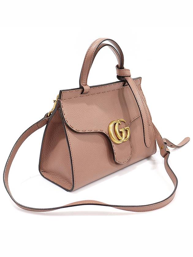 Luxury Gucci Trending 2025 442622 Antique rose leather gold plated GG Marmont mini top handle 2WAY