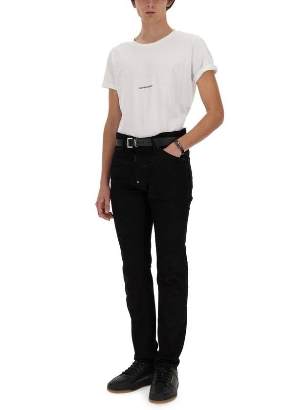 Luxury Saint Laurent Men's Small Logo Short Sleeve T-Shirt White