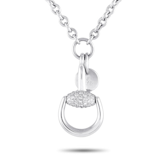 Luxury Gucci Trending 2025 Horsebit 18K White Gold 0.40ct Diamond Necklace GU01-082924