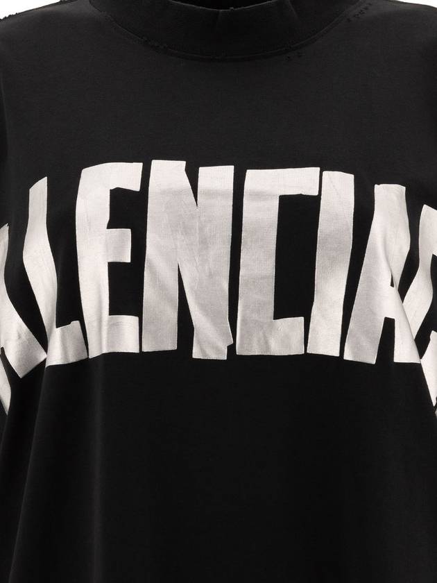 Luxury Balenciaga Logo Print T-Shirt Short Dress Black
