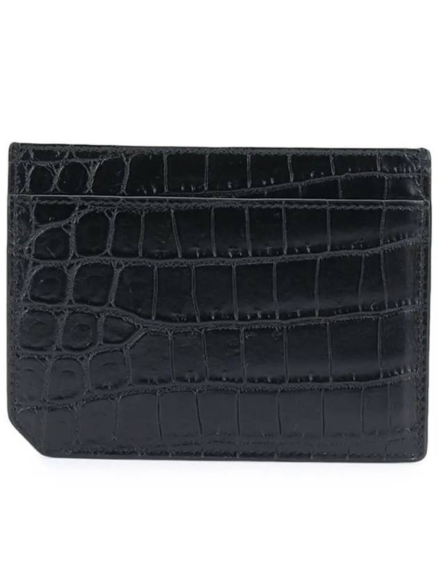 Luxury Saint Laurent Crocodile Pattern Card Wallet Black