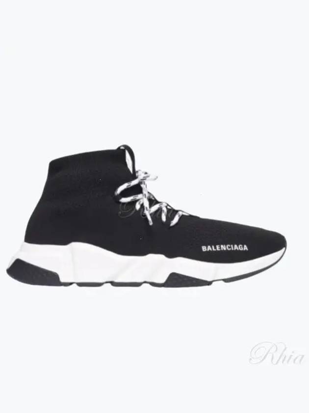 Luxury Balenciaga Speedrunner Lace -Up Knit High Top Sneakers Black