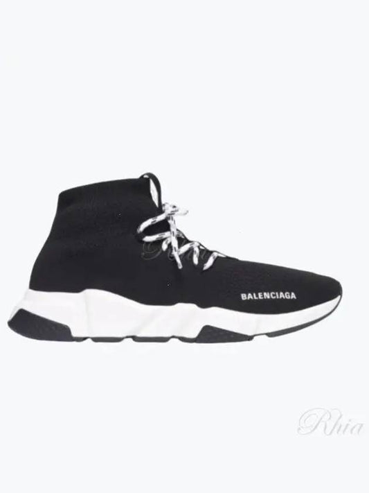 Luxury Balenciaga Speedrunner Lace -Up Knit High Top Sneakers Black