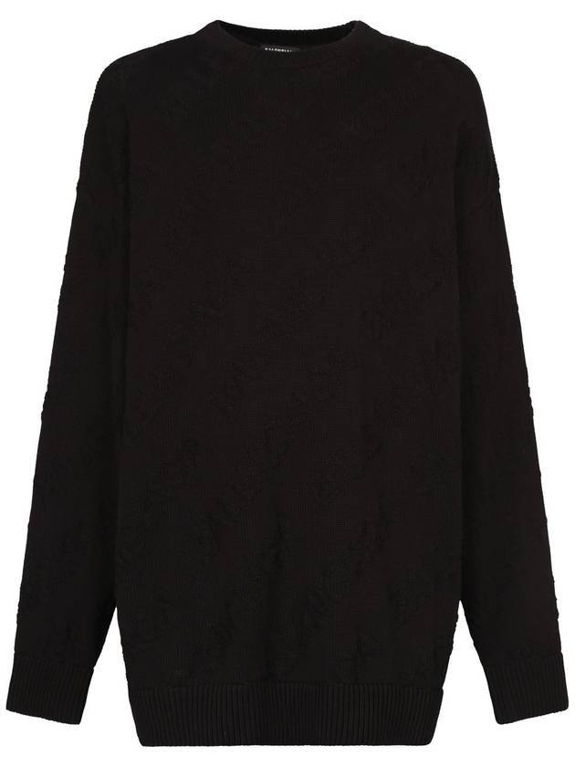 Luxury Balenciaga Logo Jacquard Cotton Knit Top Black