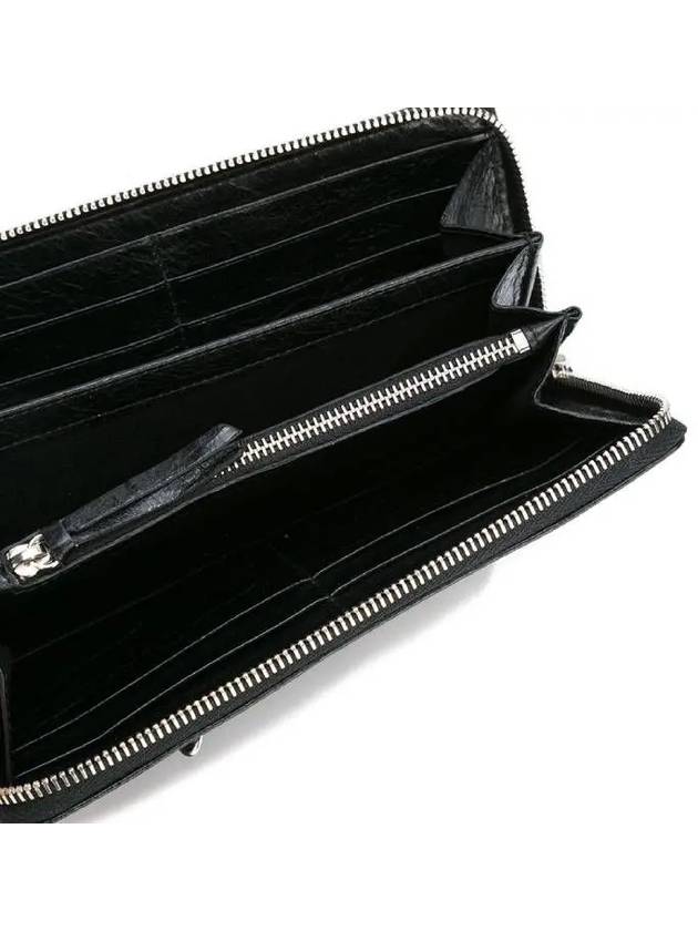 Luxury Balenciaga Classic Motor Silver Zipper Around Long Wallet Black