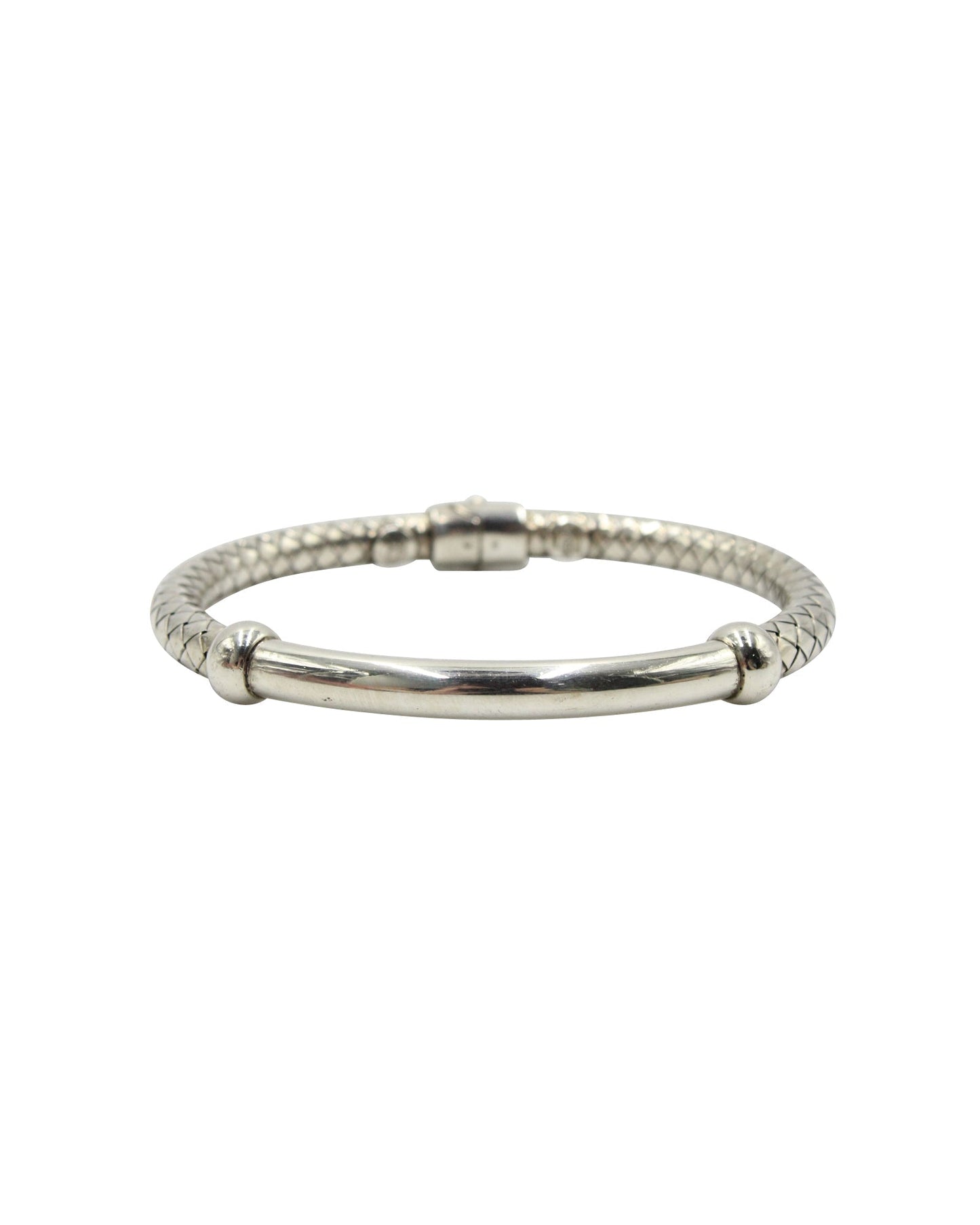 Luxury Bottega Veneta Intrecciato Bracelet in Silver Metal