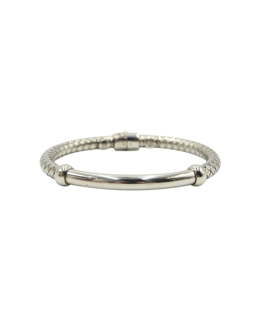 Luxury Bottega Veneta Intrecciato Bracelet in Silver Metal
