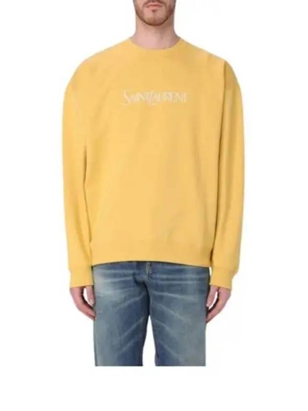 Luxury Saint Laurent Embroidered Logo Organic Cotton Sweatshirt Yellow