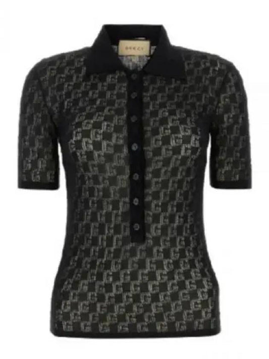 Luxury Gucci Trending 2025 GG Cotton Silk Blend Polo Shirt Black
