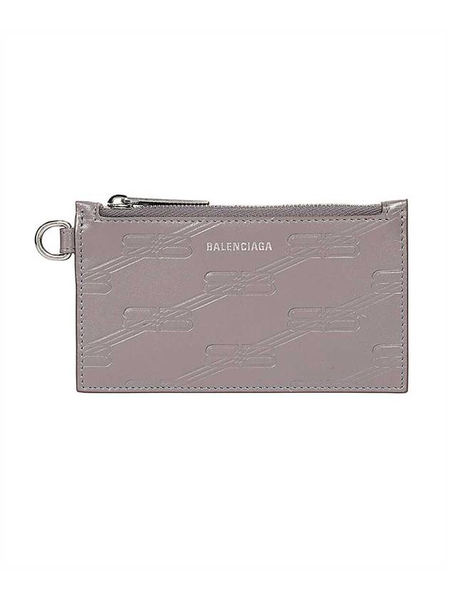 Luxury Balenciaga BB Monogram Case On Keyring Card Wallet Grey