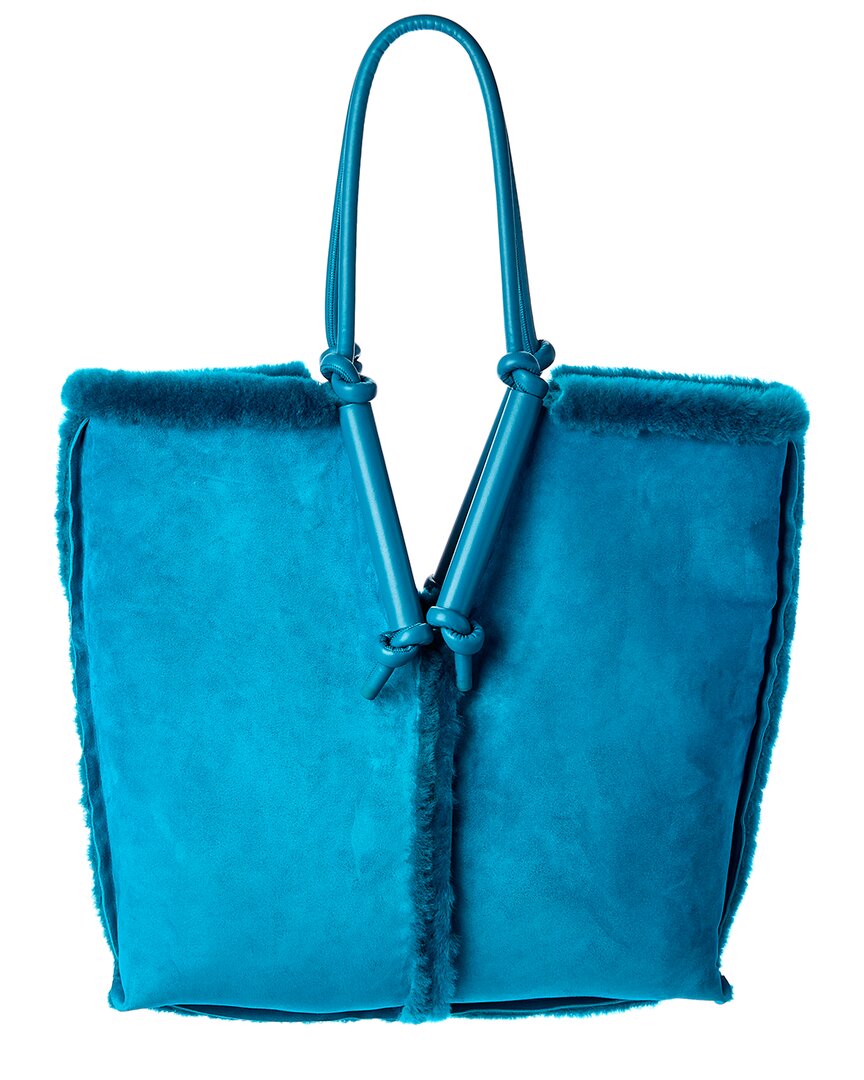 Luxury Bottega Veneta Bolster Shearling & Leather Tote