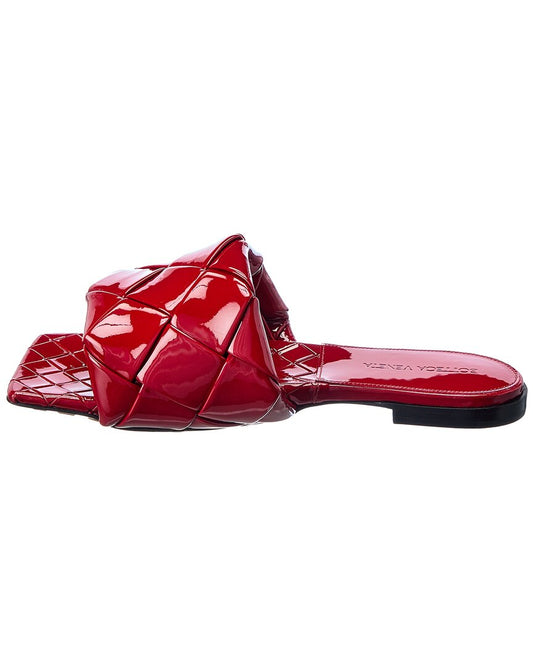 Luxury Bottega Veneta The Lido Intrecciato Patent Sandal
