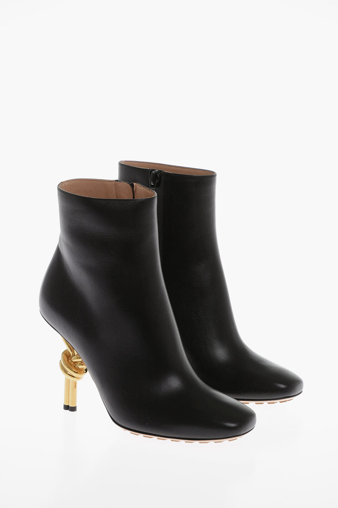 Luxury Bottega Veneta Leather Pompei Booties With Metal Heel 10Cm