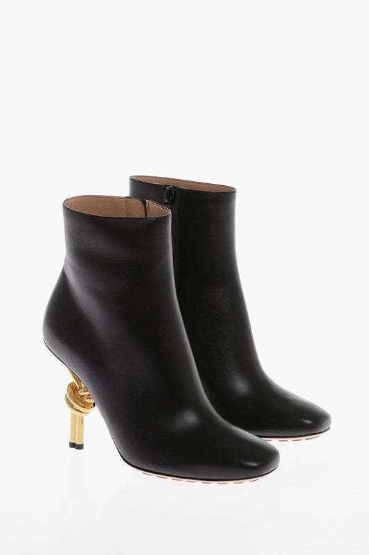 Luxury Bottega Veneta Leather Pompei Booties With Metal Heel 10Cm