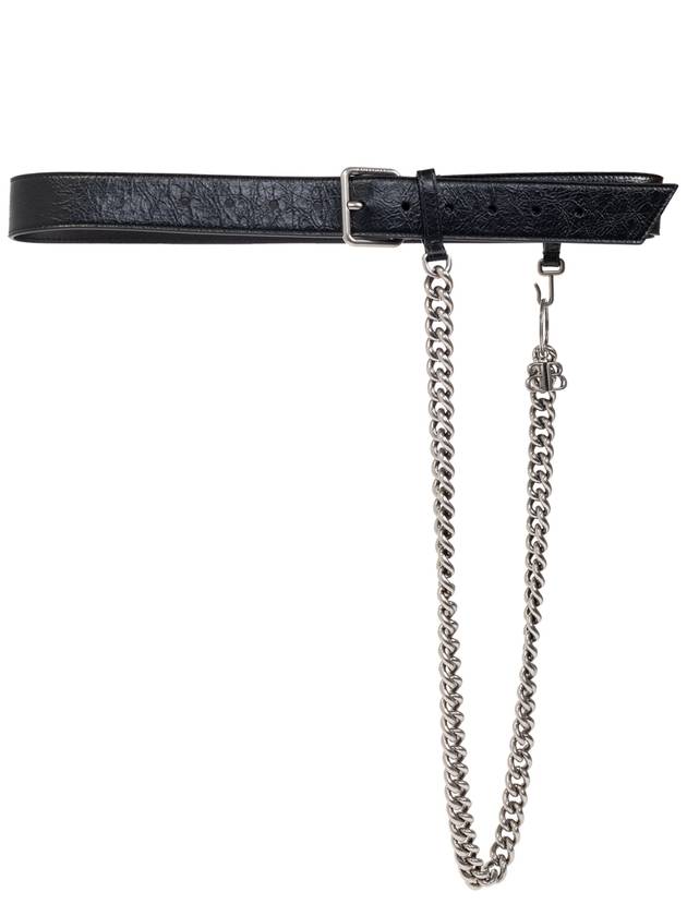 Luxury Balenciaga Luxury Balenciaga Leather Belt With Chain, Men's, Black