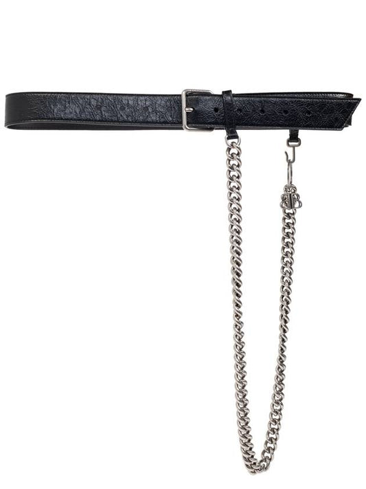 Luxury Balenciaga Luxury Balenciaga Leather Belt With Chain, Men's, Black