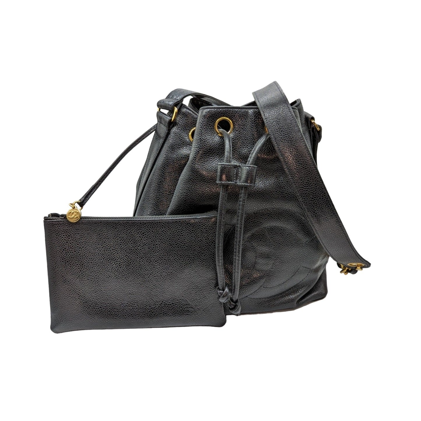 Luxury Chanel bag Vintage Grained Calfskin Timeless Drawstring Bucket Bag