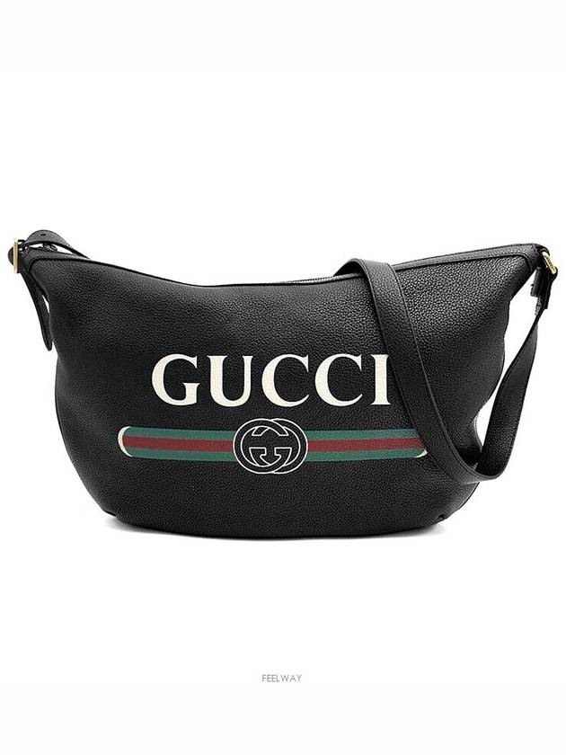 Luxury Gucci Trending 2025 Leather logo printing half moon hobo shoulder bag 523588