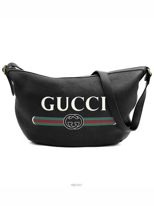 Luxury Gucci Trending 2025 Leather logo printing half moon hobo shoulder bag 523588