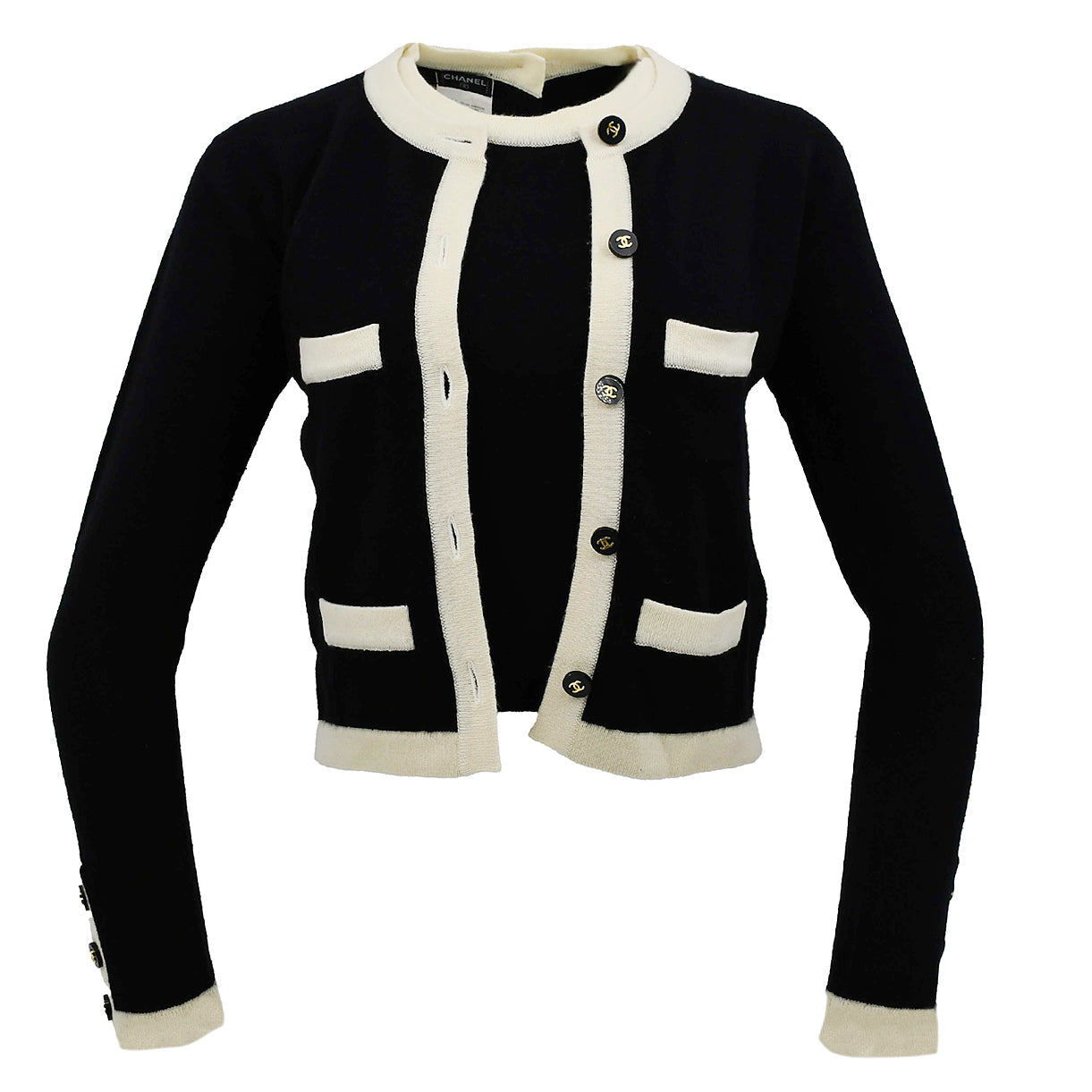 Chanel Ensemble Cardigan Tops Black 95A #38