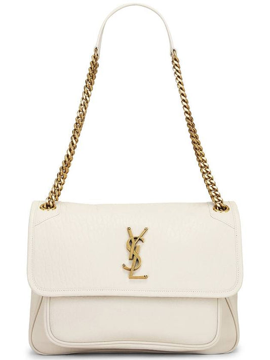 Luxury Saint Laurent Nikki Medium Chain Shoulder Bag Blanc Vintage