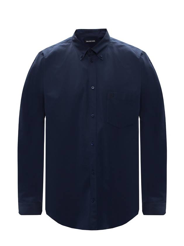 Luxury Balenciaga Back Logo Long Sleeve Shirt Navy