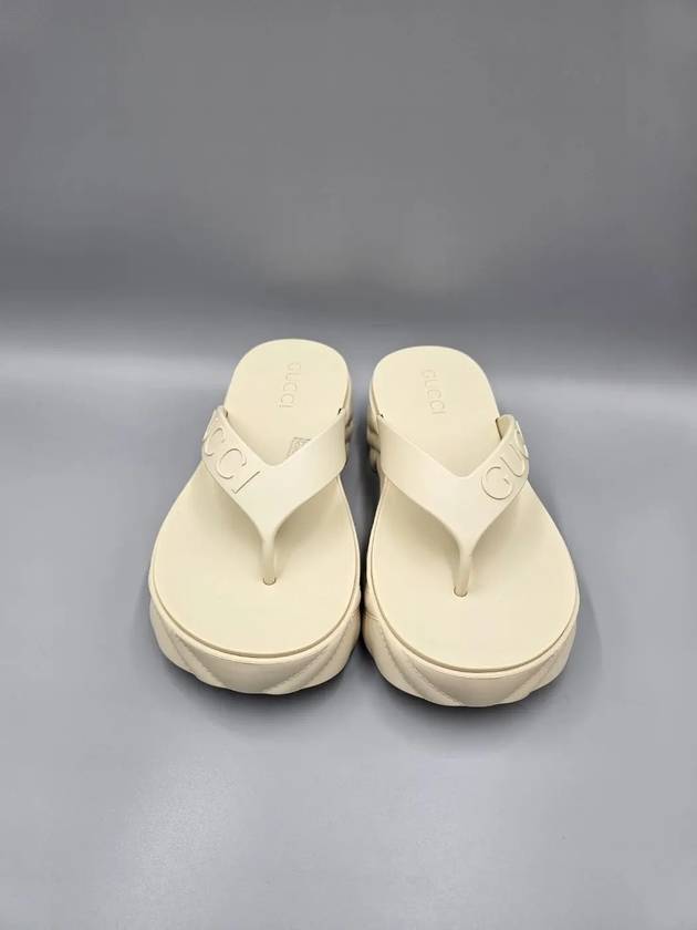 Luxury Gucci Trending 2025 Women's Logo Thong Platform Flip Flops White