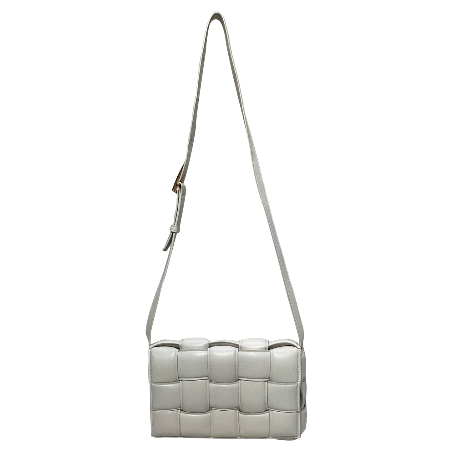 Luxury Bottega Veneta Classic Padded Cassette Shoulder Bag in White Lambskin Leather