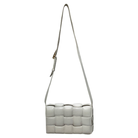 Luxury Bottega Veneta Classic Padded Cassette Shoulder Bag in White Lambskin Leather