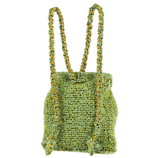 Luxury Chanel * 1994 Duma Backpack Large Green Tweed
