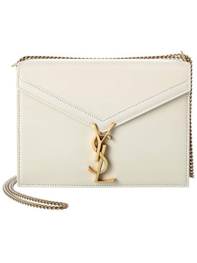 Luxury Saint Laurent Cassandra Medium Chain Bag in Grain de Poudre Embossed Leather Ivory