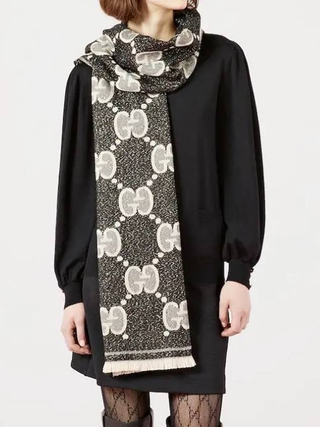 Luxury Gucci Trending 2025 GG Two-Tone Wool Jacquard Scarf Black