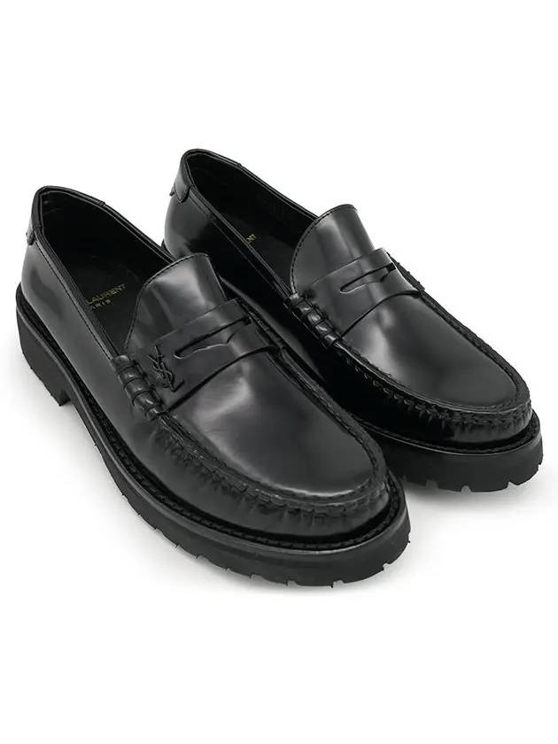 Luxury Saint Laurent Women's Chunky Penny Slippers Smooth Leather Loafers Black