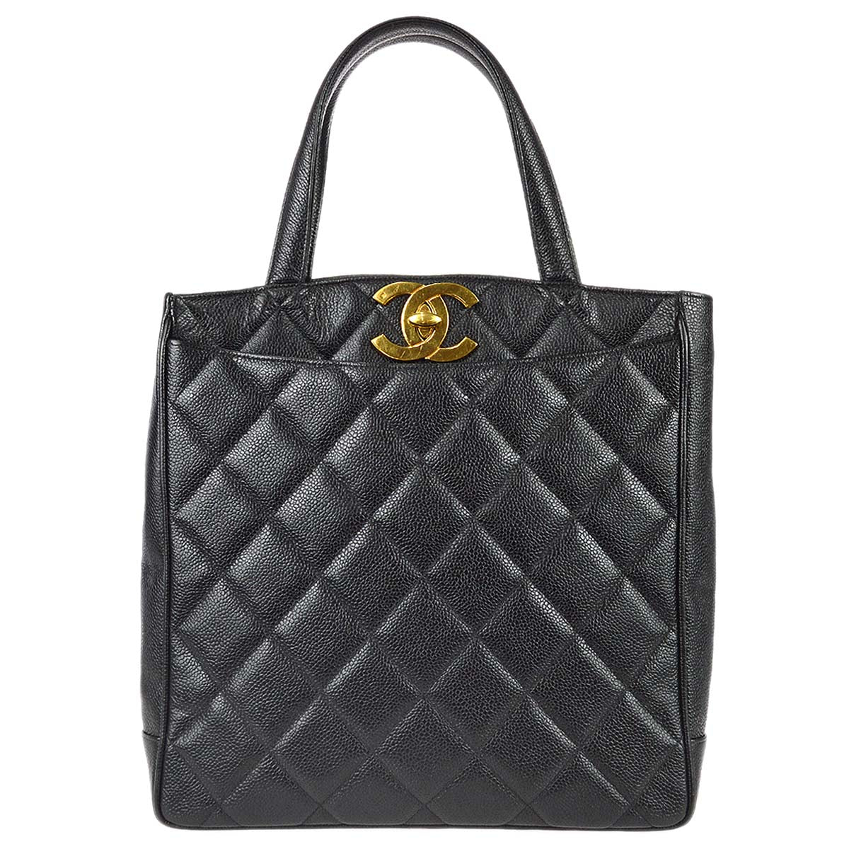 Luxury Chanel 1997-1999 Black Caviar Tote Handbag