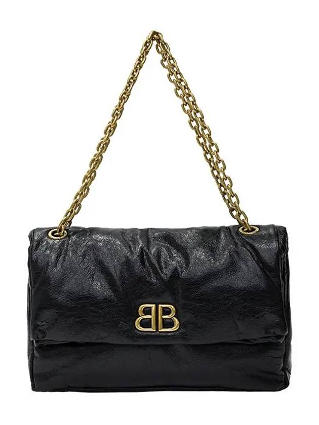 Luxury Balenciaga Monaco Chain Strap Shoulder Bag Black