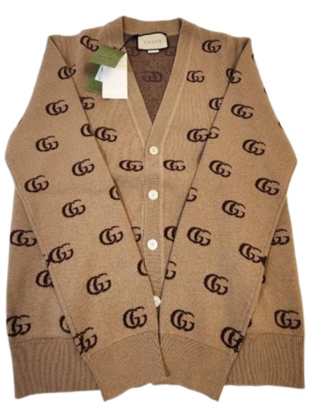 Luxury Gucci Trending 2025 GG Jacquard Cashmere Cardigan Beige