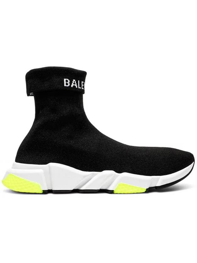 Luxury Balenciaga Speed Cuffed Logo High Top Sneakers Neon Yellow Black