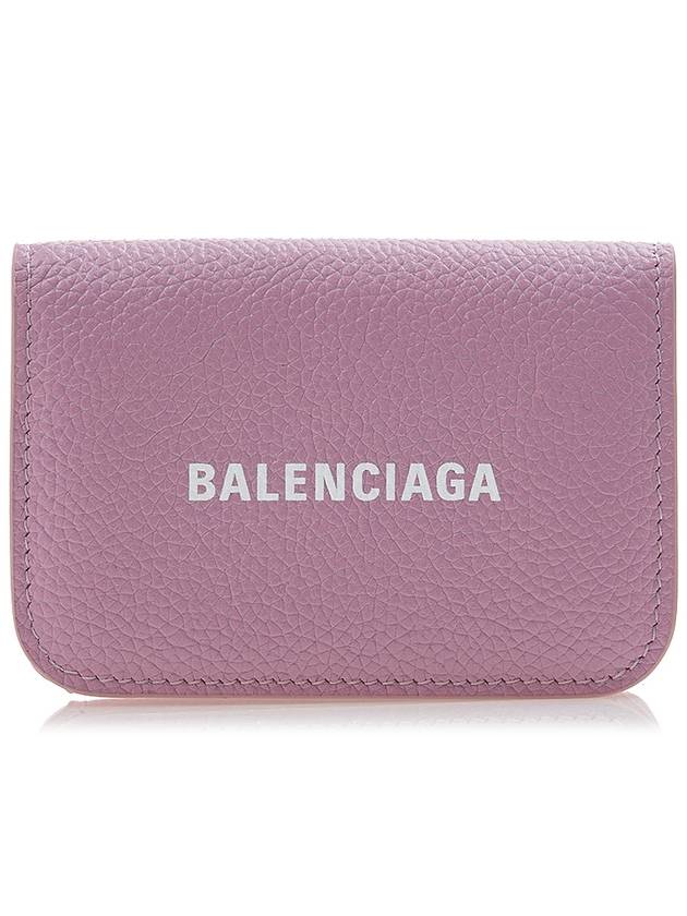 Luxury Balenciaga Logo Tripold Leather Half-Wallet Pink