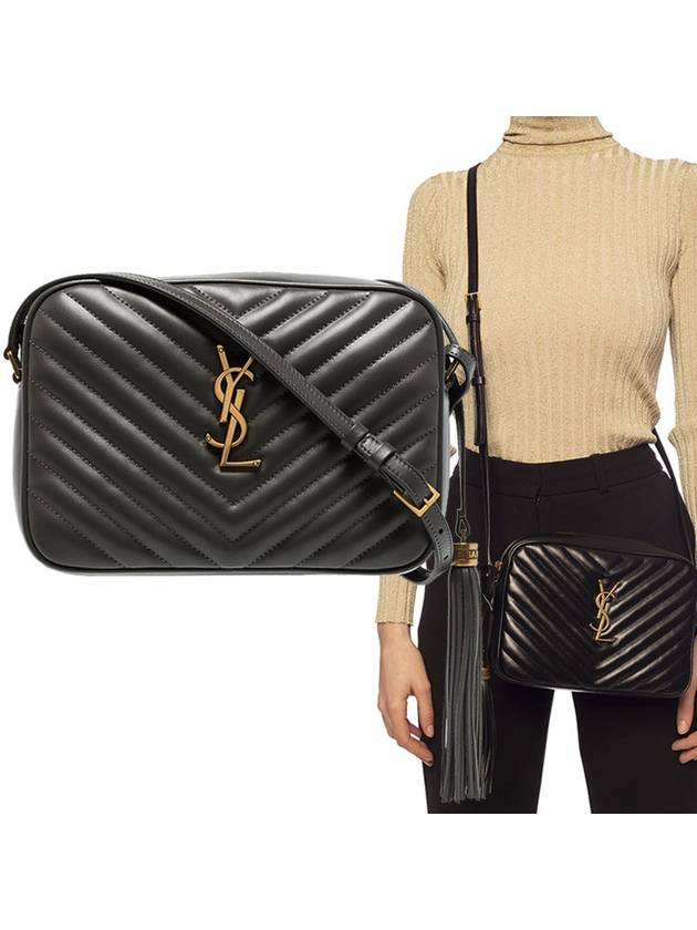 Luxury Saint Laurent Gold Roux Camera Medium Cross Bag Black