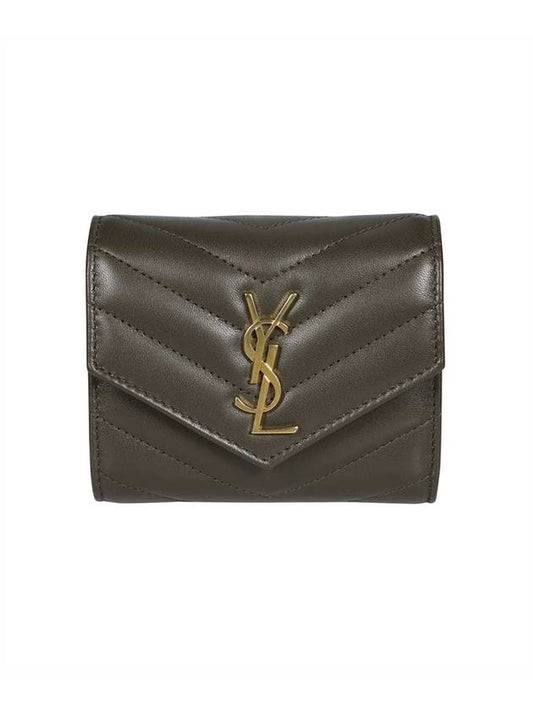 Luxury Saint Laurent Monogram Multi-Fold Half Wallet Green