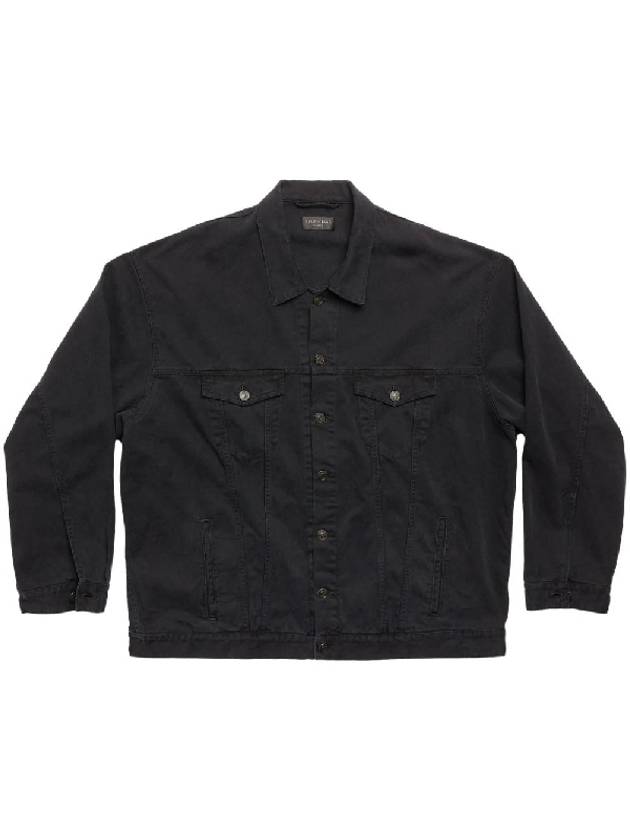 Luxury Balenciaga Back Taped Denim Jacket Black