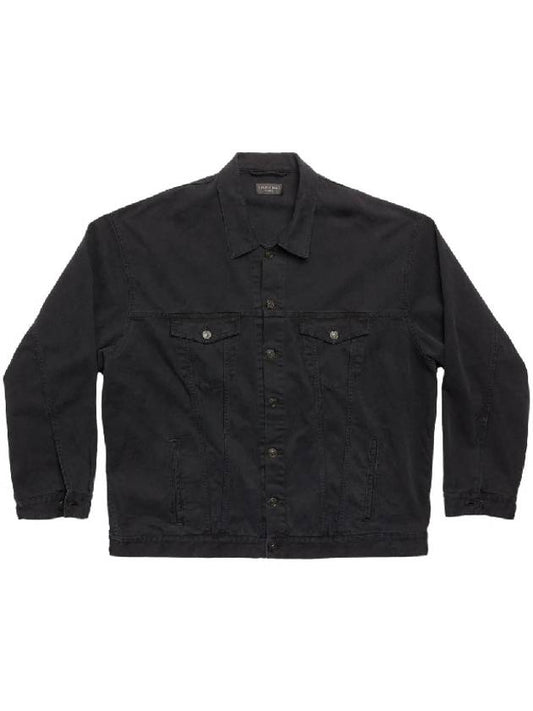 Luxury Balenciaga Back Taped Denim Jacket Black