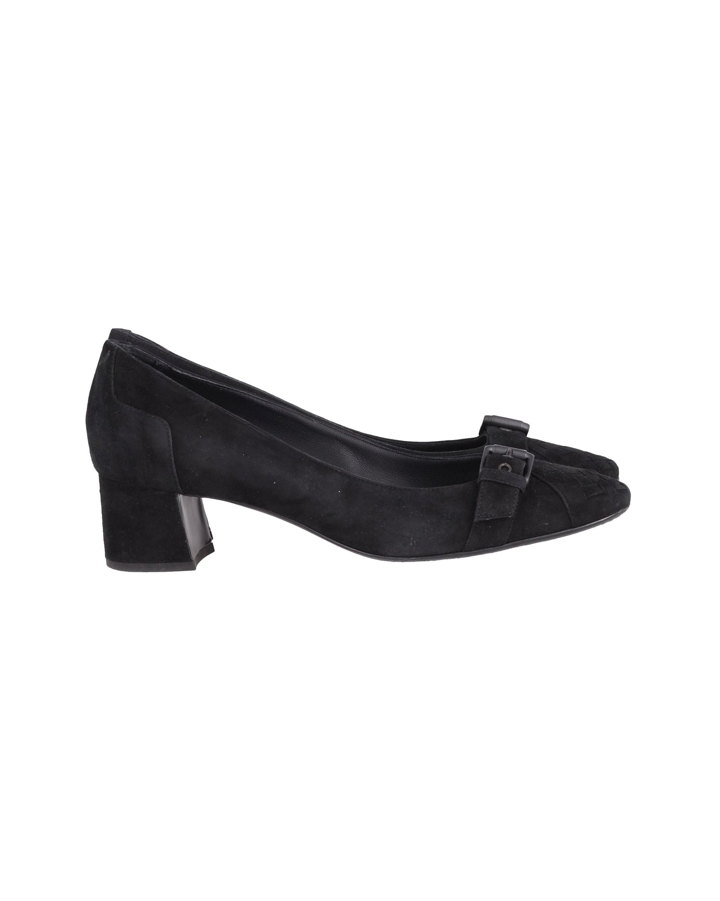 Luxury Bottega Veneta Buckle-Toe 45mm Pumps in Black Suede