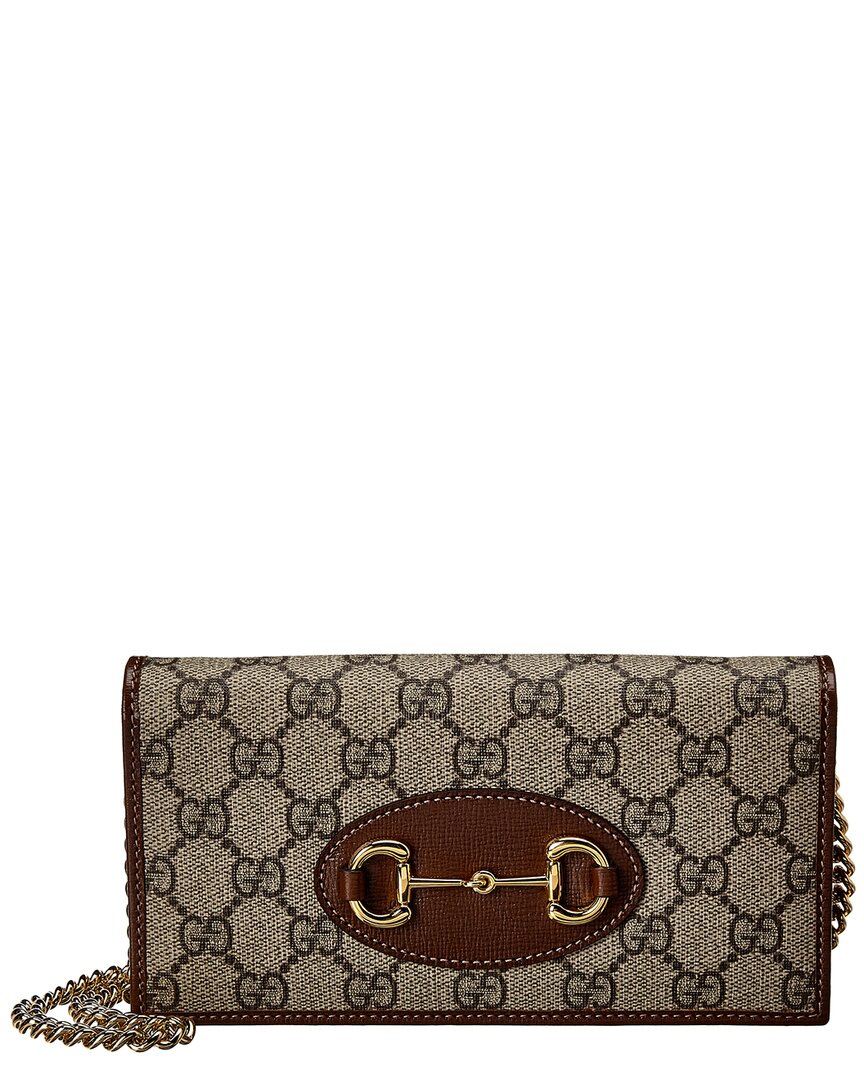 Luxury Gucci Trending 2025 Horsebit 1955 GG Supreme Canvas & Leather Wallet On Chain