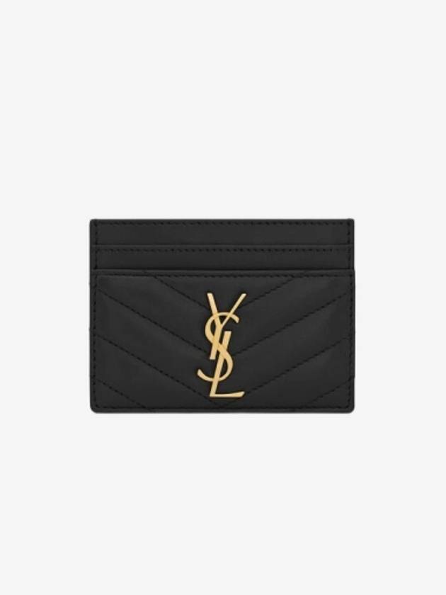 Luxury Saint Laurent Cassandre Matelasse Lambskin Card Wallet Black