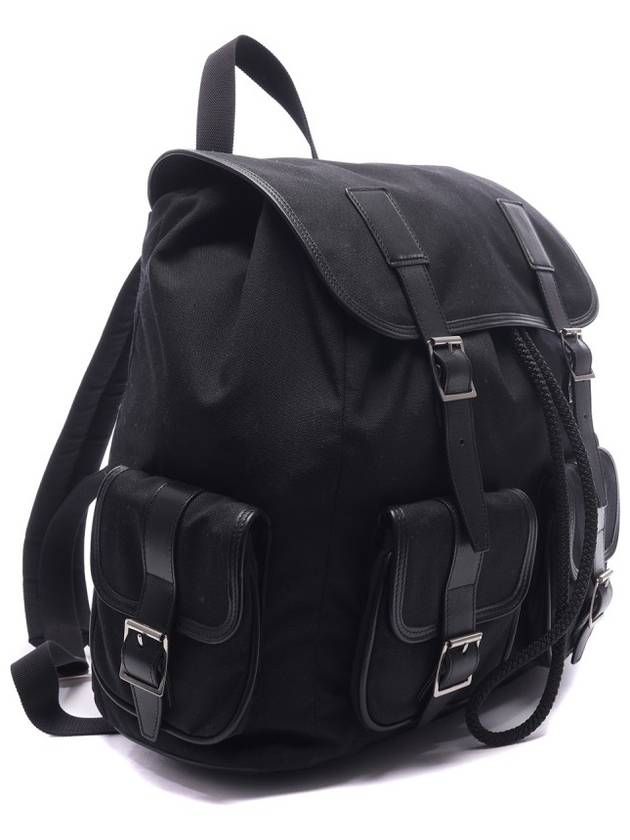 Luxury Saint Laurent Buckle 4 Pocket Backpack Black