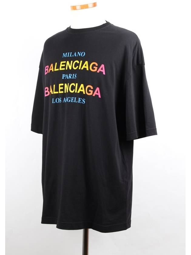 Luxury Balenciaga Rainbow logo short sleeve t shirt S